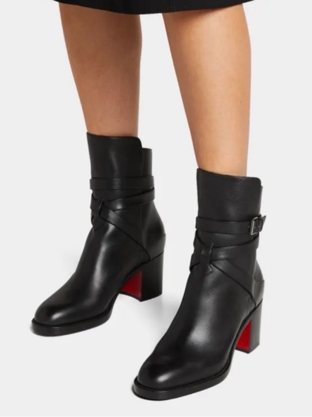 Christian Louboutin Karistrap 70 Black Leather Harness Ankle Boots 37.5
